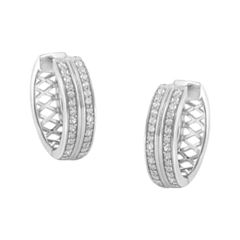 10K White Gold Diamond Hoop Earring 1/2ctw