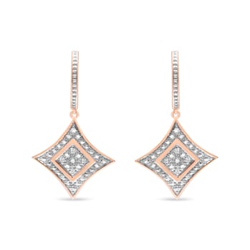 0.04ctw Round Cut Diamond Cushion 10K Rose Gold Over Sterling Silver
Dangle Earrings