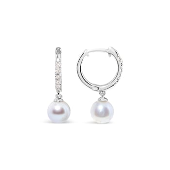 10K White Gold 6x6 MM Cultured Freshwater Pearl and Diamond Accent Drop
Huggy Earring