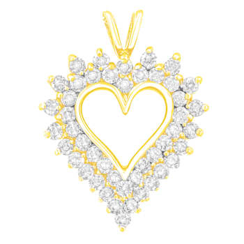 14K Yellow Gold Over Sterling Silver 3.0ctw Diamond Cluster Heart
18" Pendant w\chain
