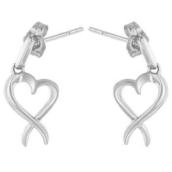 Sterling Silver Dangle-Heart Earrings
