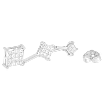 14K White Gold 1.0ctw Princess Cut Diamond Earrings
