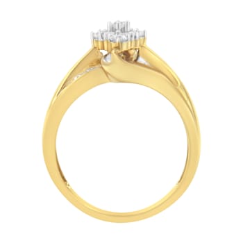 10K Yellow Gold 1/2ctw Diamond Cluster Cocktail Ring (J-K Clarity, I1-I2 Color)
