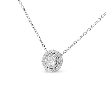 Sterling Silver 1/2 Cttw Round Diamond Halo Circle Pendant 18"
Necklace (I-J Color, I2-I3 Clarity)