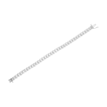 Rhodium Over Sterling Silver 1/2 Cttw Diamond Wave Style Tennis Bracelet