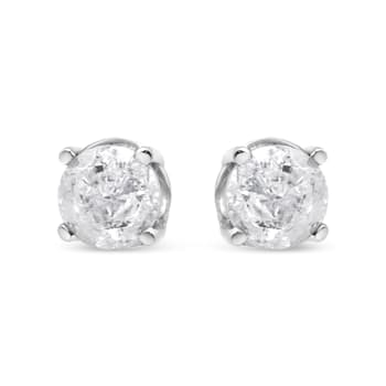Sterling Silver 3/4ctw 4-Prong Round-cut "Salt and Pepper"
Diamond Classic Stud Earrings