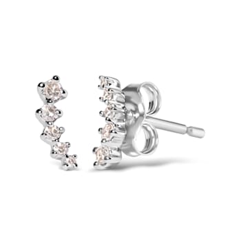10K White Gold 1/10 Cttw Diamond Journey Style Climber Stud Earrings
(H-I Color, I1-I2 Clarity)