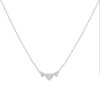 14K White Gold 1.0ctw Princess Cut Diamond Three Heart Necklace (H-I
Color, SI2-I1 Clarity)