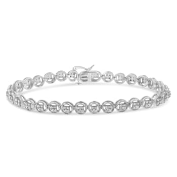 Rhodium Over Sterling Silver 1/4 Cttw Diamond Tennis Bracelet