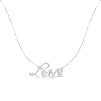 Sterling Silver 1/4 Cttw Diamond Cursive "Love" 18"
Pendant Necklace (H-I Color, I1-I2 Clarity)