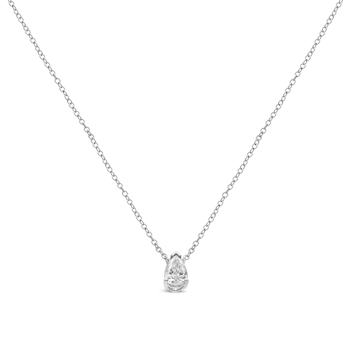 14K White Gold 1/3ctw Pear Shape Solitaire Diamond 18" Necklace
(G-H Color, VS2-SI1 Clarity)
