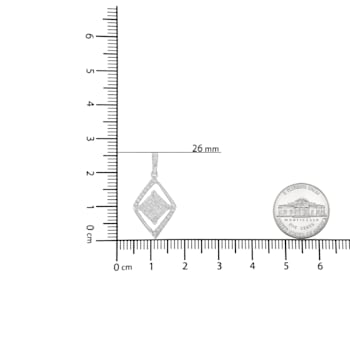 10k White Gold 1/3ctw Mixed Cut Diamond Double Triangle 18" Pendant w\chain