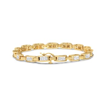 2.00ctw Invisible-Set Princess Cut Diamond 10K Yellow Gold  Tennis Bracelet