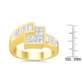 14K Yellow Gold 1 1/2ctw Channel-Set Mixed Cut Diamond Bypass Ring(G-H
Color, SI2-I1 Clarity)