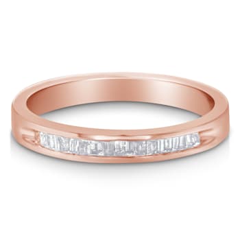 10K Rose Gold Over Sterling Silver 1/5ctw Diamond Channel-Set Band Ring
(H-I Color, I1-I2 Clarity)