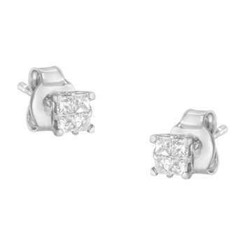 10K White Gold Diamond Composite Stud Earring 1/4ctw