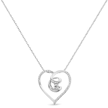 Sterling Silver 1/4ctw Diamond Open Heart Twisted Awareness Ribbon
18" Pendant with Chain