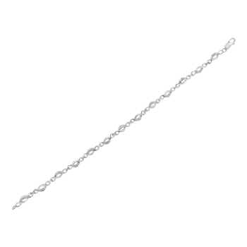 Sterling Silver Prong Set Diamond Accent Curved Spiral Link Bracelet