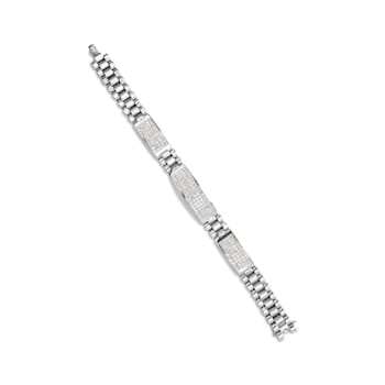 14K White Gold 12.0ctw Men's Invisible Set Diamond Tennis Bracelet- Size
8.5" Inches