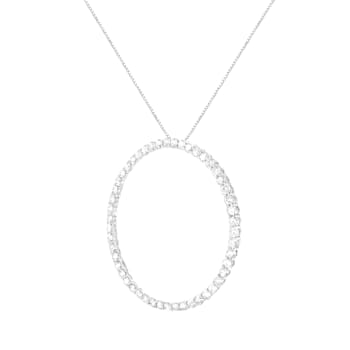 Sterling Silver 4ctw Round-Cut Diamond Open Circle Hoop Necklace (J-K
Color, I1-I2 Clarity)