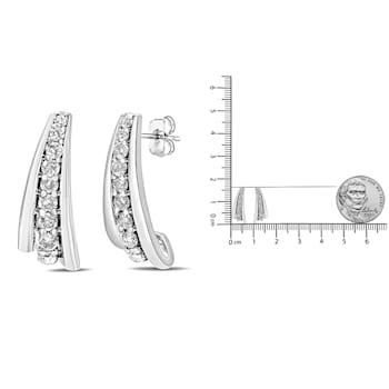 Sterling Silver 1/2 Cttw Round Diamond Graduated Huggie Earrings (I2-I3
Clarity, I-J Color)