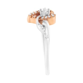 10K Two-tone Gold Over Sterling Silver ⅕ctw Diamond Open Heart Ring (I-J
Color, I2-I3 Clarity)