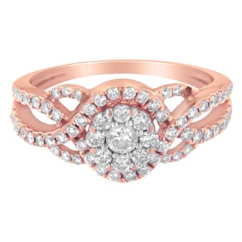 0.75ctw Diamond Floral Cluster 10K Rose Gold Ring