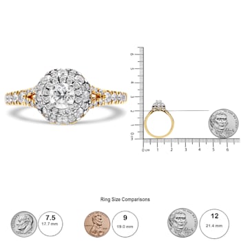 14K Yellow and White Gold 1.00ctw Split Shank Halo Floral Diamond
Engagement Ring