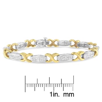 14K Two-Tone Gold 2.0ctw Princess-Cut Diamond Tapered and X-Link Tennis Bracelet