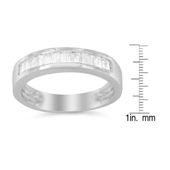 Sterling Silver 1/3ctw Baguette Cut Diamond Channel Set Wedding Ring
(H-I Color, I1-I2 Clarity)