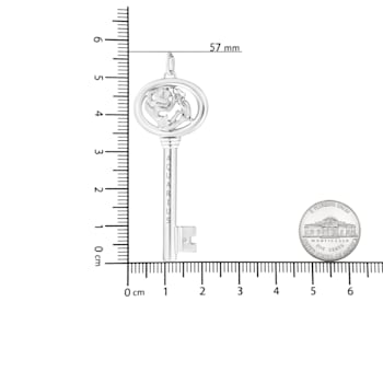 .925 Sterling Silver Diamond Accent Zodiac Key Pendant Necklace