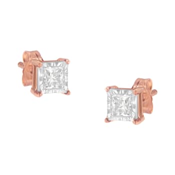 14K Rose Gold Over Sterling Silver 1/2ctw Diamond Solitaire
Miracle-Plate Stud Earrings