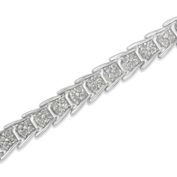 10K White Gold 2.0ctw Diamond Fan-Shaped Link Tennis Bracelet