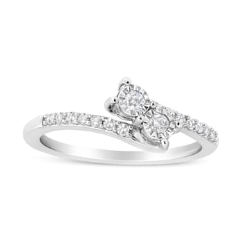 0.25ctw Round Miracle-Set Two-Diamond 10K White Gold Ring