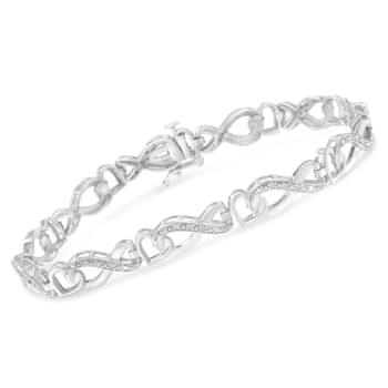 Sterling Silver 1/5ct. TDW Diamond Infinity Link Bracelet (H-I, I2-I3) - 7"