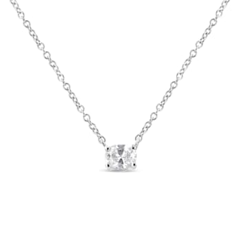 0.20ctw Oval Diamond Solitaire 14K White Gold Necklace