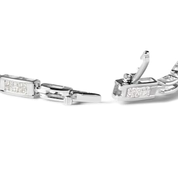 14K White Gold 1.0ctw Invisible Set Diamond Alternating Station and Link
Tennis Bracelet