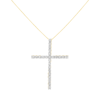 10K Gold Over Sterling Silver 2 1/2ctw Diamond Cross Pendant w\chain
(H-I, I2-I3)