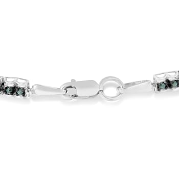 Black Rhodium over Sterling Silver 1.0ctw Rose Cut Blue Diamond
Double-Link 7" Tennis Bracelet