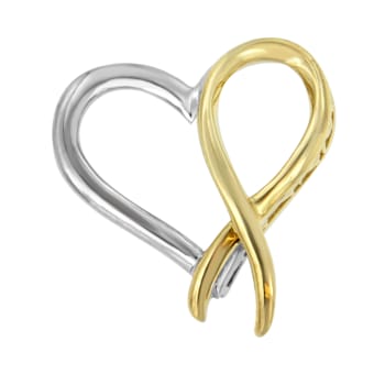 10K Gold Over Sterling Silver Two-tone Heart-shaped Pendant With Chain