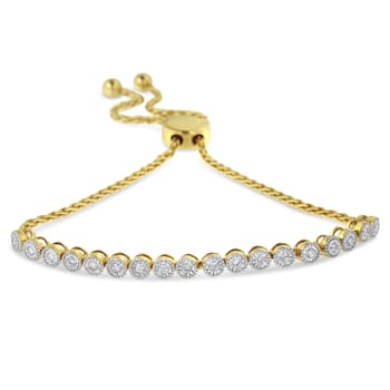 10K Yellow Gold Over Sterling Silver Miracle-Set Diamond Accent 6”-9”
Adjustable Beaded Bolo