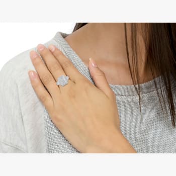 Sterling Silver Round and Baguette Diamond Cathedral Ring (0.75 Cttw,
H-I Color, I2-I3 Clarity)