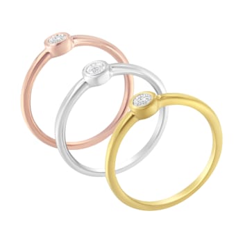 14K Gold Over Sterling Silver 1/6ctw Diamond Stacking Promise Ring Set/3
(J-K Color, I1-I2 Clarity)
