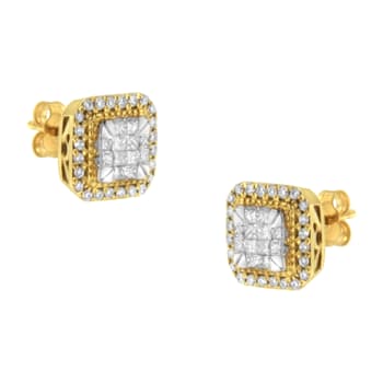 10K Yellow Gold Diamond Stud Earrings 1/2ctw