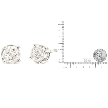 14K White Gold 3/4ctw Lab Grown Diamond 4-Prong Classic Stud Earrings