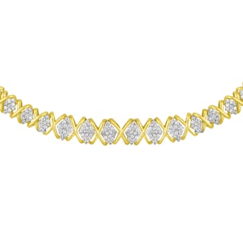 10K Yellow Gold 4ctw Round Diamond Graduating Riviera Necklace (H-I
Color, I2-I3 Clarity)