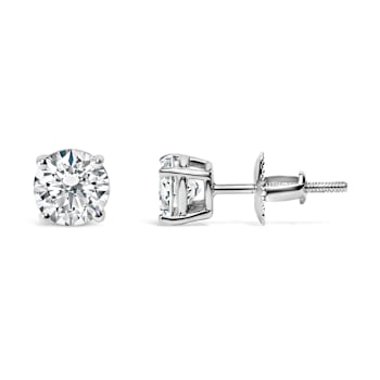 IGI Certified 14K White Gold 1 1/2 Cttw Round Diamond Solitaire Stud
Earrings with Screwbacks