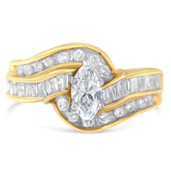 14K Yellow Gold Mixed Shapes Diamond Bypass Ring (1 cttw, H-I Color,
SI1-SI2 Clarity)