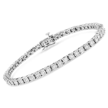 Sterling Silver 3.0 Cttw Lab-Grown Diamond Tennis Bracelet (G-H,
VS1-VS2) - 7.25"