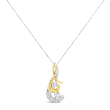 10K Two-Tone Espira 1/10ctw Round Diamond Spiral 18" Pendant
w\chain(J-K Color, I2-I3 Clarity)